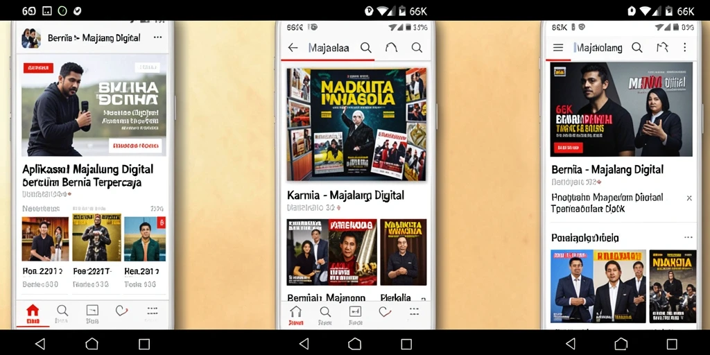 Tampilan antarmuka aplikasi 66K dengan berita terbaru dan navigasi mudah.