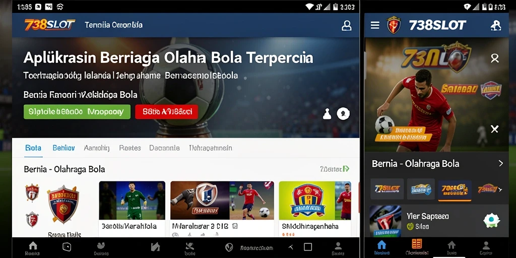 Tampilan antarmuka aplikasi 738SLOT untuk berita olahraga bola.