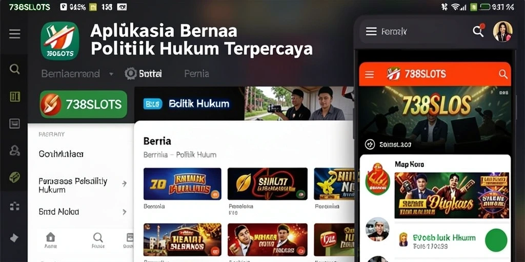 Tampilan antarmuka aplikasi Politik Hukum 738SLOTS yang menarik dan informatif.