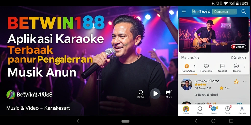 Antarmuka BETWIN188 dengan fitur karaoke interaktif.