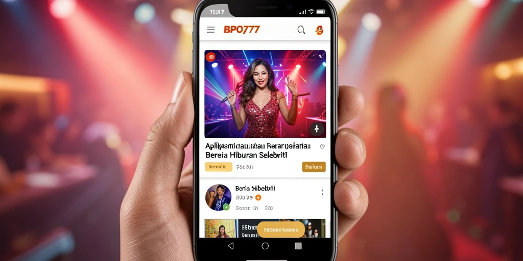 Antarmuka BPO777 yang menampilkan berita hiburan selebriti.