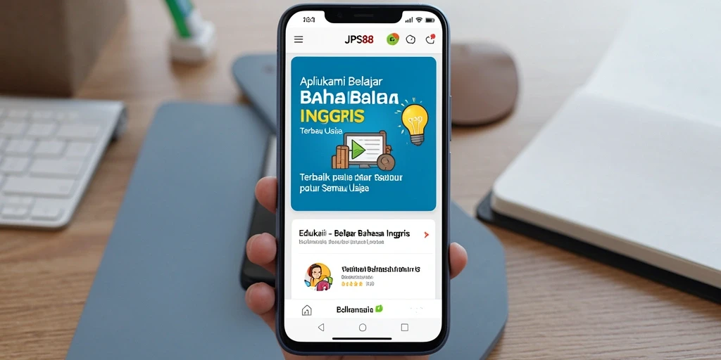Tampilan antarmuka aplikasi JPS88 yang menarik untuk belajar bahasa Inggris.
