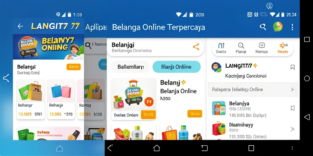 Tampilan antarmuka utama aplikasi LANGIT77 untuk belanja online.