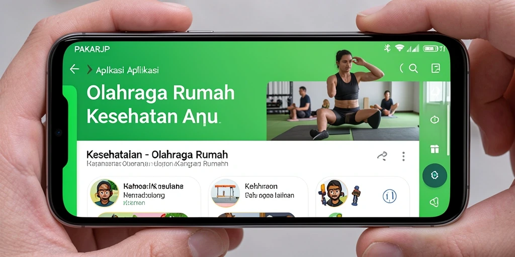 Tampilan antarmuka aplikasi PAKARJP untuk Olahraga Rumah.