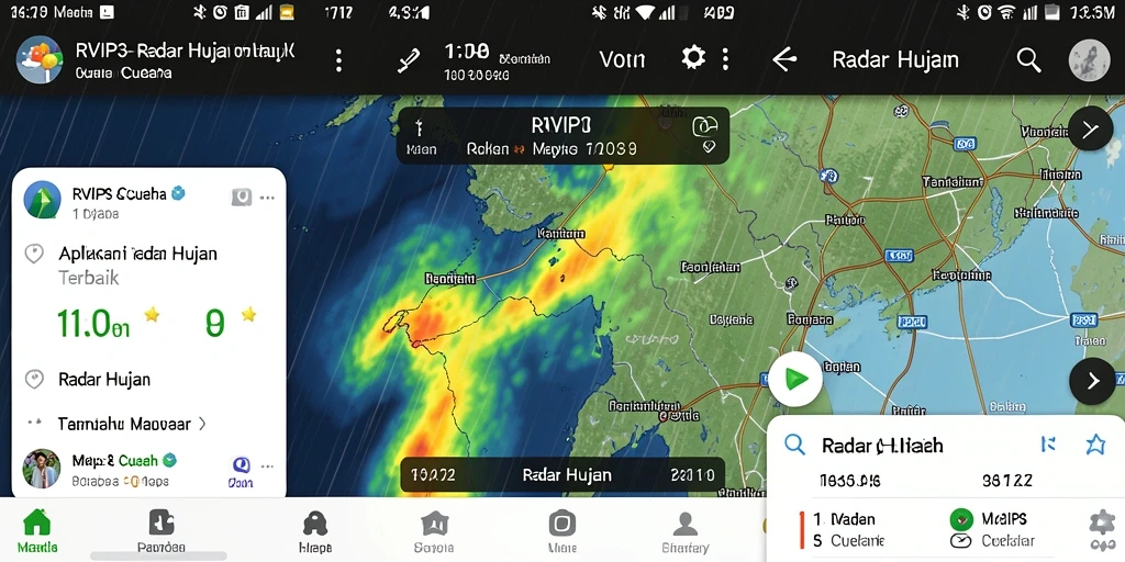 Antarmuka aplikasi RVIP3 menampilkan radar hujan yang interaktif dan informatif.