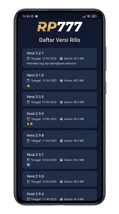 Riwayat Versi Aplikasi rp777 untuk Pengguna Android